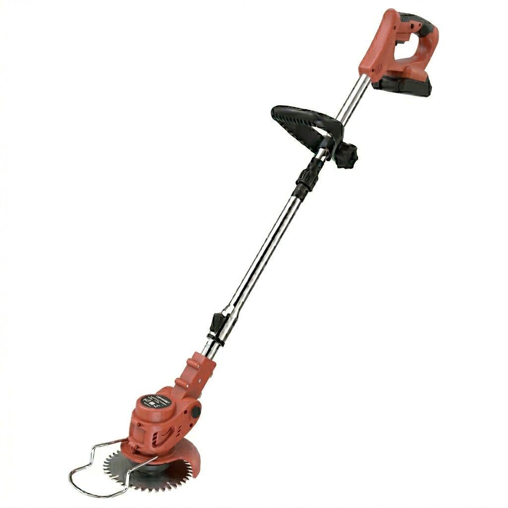 21V Cordless Strimmer, 700W Grass Trimmer with 2x 2000mAh Batteries, Lightweight Foldable Battery Strimmers Cordless with 26 Blades,90° Adjustable Head for Garden Lawn Weeding - Brick Red