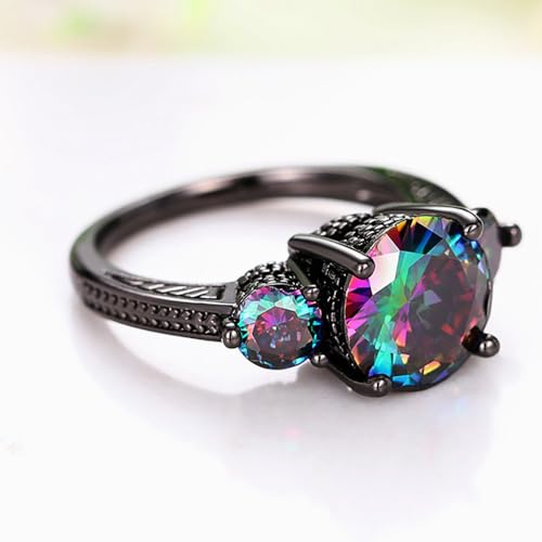 Fashion Multi-colored CZ Ring Charming Female Black Band Jewelry for Engagement4