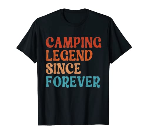 Camping Legend Since Forever Divertente Camper Campeggio Retrò Maglietta