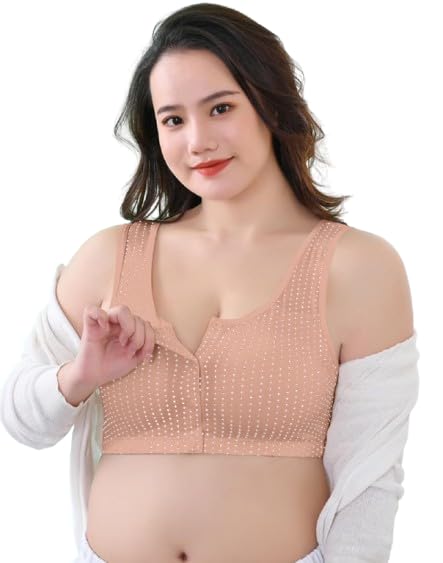 Women's Front Open Maternity Nursing Bra | Soft Stretch Modal Fabric | Lightly Padded Wirefree Feeding Bra | Full Coverage Breastfeeding Lingerie for New Moms & Daily Comfort Peach-image-33