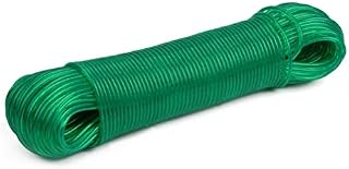 DODUOS 50m Washing Line, Steel Core Washing Line Clothes Lines for Outside, Green Thick Strong Garden Outdoor Laundry Washing Cloth Line Plastic PVC Rope Wire for Outdoor