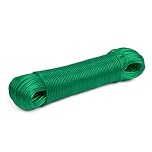 DODUOS 50m Washing Line, Steel Core Washing Line Clothes Lines for Outside, Green Thick Strong Garden Outdoor Laundry Washing Cloth Line Plastic PVC Rope Wire for Outdoor