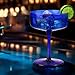 Singhoow 4 Pcs Cobalt Blue Margarita Glasses, 10 oz Mexican Hand Blown Glass Set Coupe Cup Dishwasher Safe Cocktail Glassware for Martini Bar Wine Drinks Champagne Beverages Party Gift