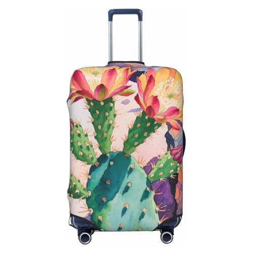 Watercolor Cactus Flowers Luggage Covers For Suitcase Elastic Suitcase Cover Protector Anti Scratch Covers For 25-28 Inch Luggages L