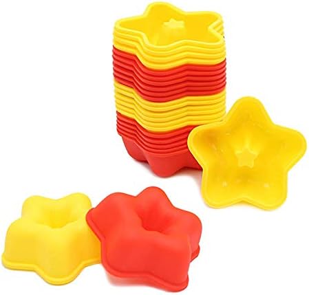 24-Pcs Reusable Silicone Star Shape Donuts Pans by To encounter - Nonstick & Heat Resistant Doughnuts Cups - Muffin Baking Liners, Dishwasher, Oven, Microwave, Freezer Safe