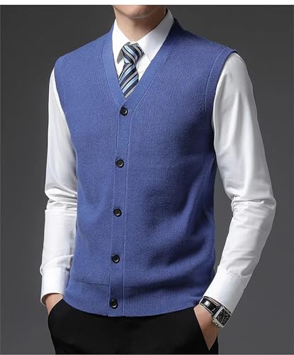 Men's Warm Daily Wool Blend Sleeveless Sweater Vest Winter V Neck Sleeveless Knit Cardigan for Layering3