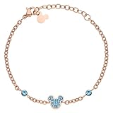 Disney Pulsera Mickey Mouse, acero inoxidable y circonitas para niños y niñas, joyas Disney, A
