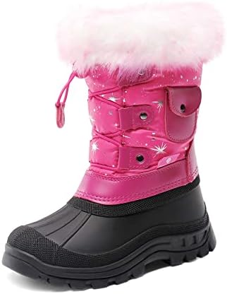 DREAM PAIRS Unisex-Child Ksnow Fuchsia Isulated Waterproof Snow Boots - 13 Little Kid M US