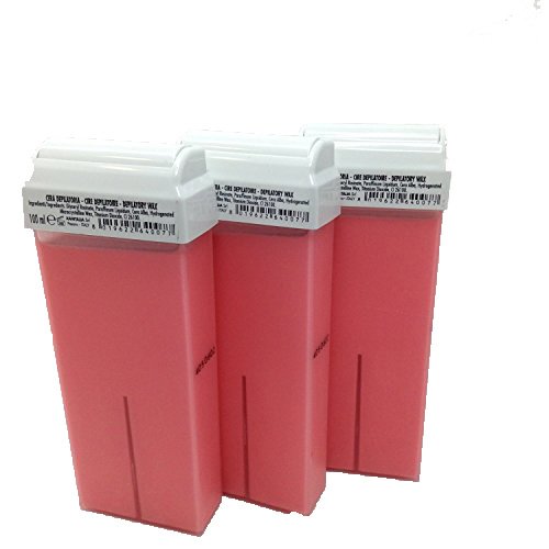 Purewax | 3 Cartouches de cire à épiler ROSE | roll on standard 100ml | épilation avec bande | Jambes | Aisselles | bras | corps |Professionnel Cover