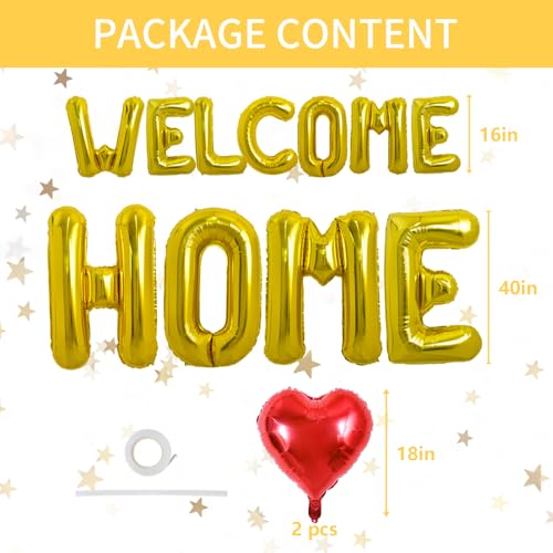 Image of TONIFUL 2 Size Gold WELCOME HOME Foil Letter Balloons Banner Decorations