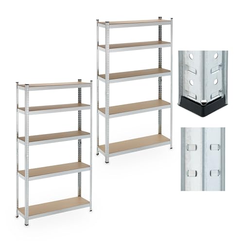 Estanterías metálicas de almacenaje Relaxdays para taller, 5 baldas ajustables 2