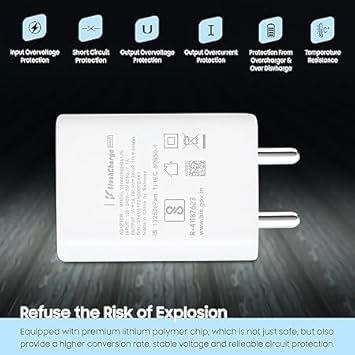 Image of Original 44W Flash Type C Charger Adapter (only Adapter) Compatible with iQOO Z6 /Z6 44W /Z6 lIte 5G /T1 /Neo 6 /Z7 Pro /V23 /V23e /V23 Pro /V25 /V25 Pro /V26 /V27 /Y35 /Y73 /V215G Series USB-C (DEC44)