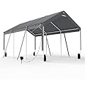 Benass Carport Canopy 12x20 Heavy Duty, Carport Canopy Adjustable Height, Portable Car Port Garage, Car Shelter All Weather, Grey