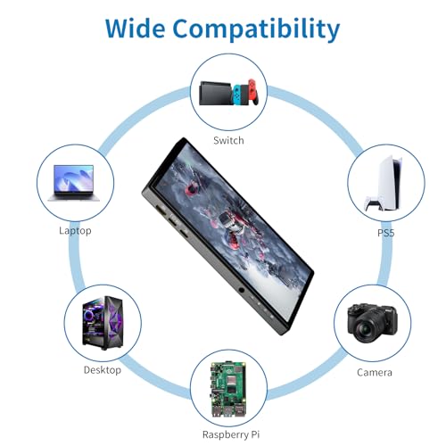 Image of 7 inch Portable Touchscreen, Mini 1080P 60Hz USB C HDMI Monitor, Ultra Thin Lightweight IPS LCD Display Second Screen for Gaming, Working, PS5, Xbox, Laptop, PC