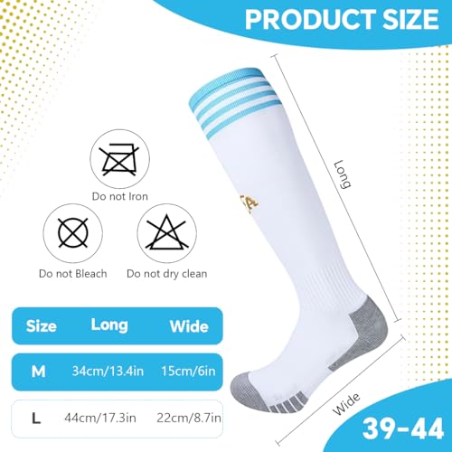 Image of Proberos Sport Compression Football Socks, Argentina Special Edition Football Socks, High Elastic Moisture Wicking Soccer Socks with Striped Cuff, Athletic Over the Calf Dress Socks, Size - M