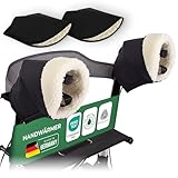 Novaliv Griffschutz-Handmuffe für Rollator – 2er-Set (2 Paar/4 Stück) 100% Schurwoll-Futter, wärmend & klimatisierend wetterfest (wind- & wasserfest) Klett, 32×22 cm Handarbeit