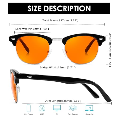 Image of FEISEDY Orange Blue Light Blocking Glasses for Woman Men Amber Lenses Computer Gaming Glasses for Better Sleep
