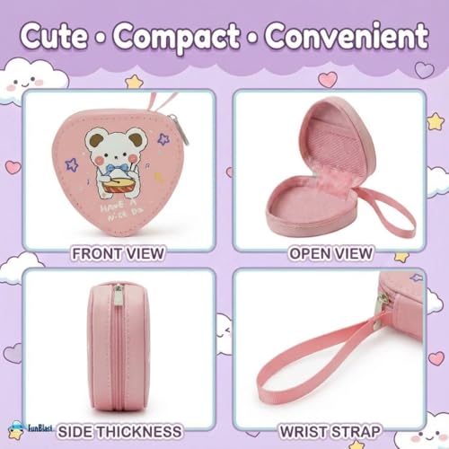 Image of FunBlast Triangle Coin Pouch for Kids - Cute Cartoon Design Mini Purse, Multipurpose Coins Pouch, Small Zipper Wallet for Kids & Girls, Kawaii Coin Bag (Random-Pink)