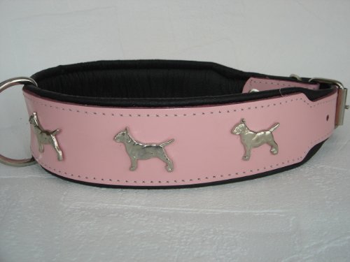 Bullterrier HUNDEHALSBAND - Halsband, Halsumfang 44-52cm/50mm, Leder Rosa