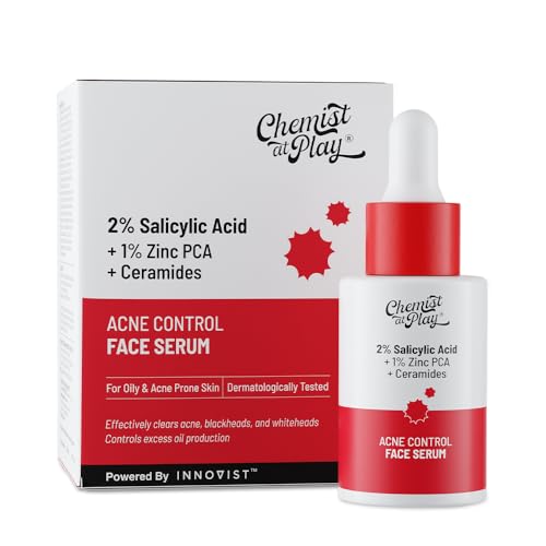 Chemist At Play 2% Salicylic Acid Face Serum | Treats Active Acne | Controls Excess Oil | Fades Acne Marks | Improves Skin Texture | 30ml
