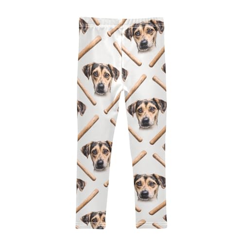 Girls' Athletic Leggings Ankle Length Yoga Dance Pants Kids Teen 4T Dog Stick2
