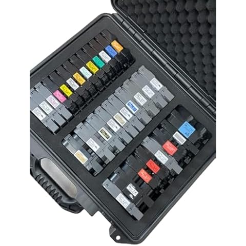 Protective Custom Label Tape Carrying Case for TZe P-Touch Tapes - Holds up to 39 Tapes. Cover