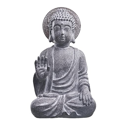 TERESA'S COLLECTIONS 32cm Buddha Figur Garten Solarleuchte Rustikale Buddha...