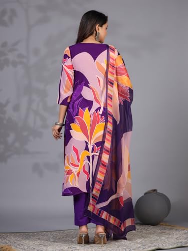 Image of GoSriKi Women's Rayon Blend Kurta with Pant & Dupatta