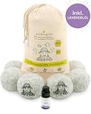 [page_title]-Heldengrün® XXL Trocknerbälle Set [6 Stück - inkl. LAVENDELÖL] - Natürlicher Weichspüler - Nachhaltig: 100% neuseeländische Schafwolle - Zero Waste Trocknerkugeln für Wäschetrockner ideal für Daunen
