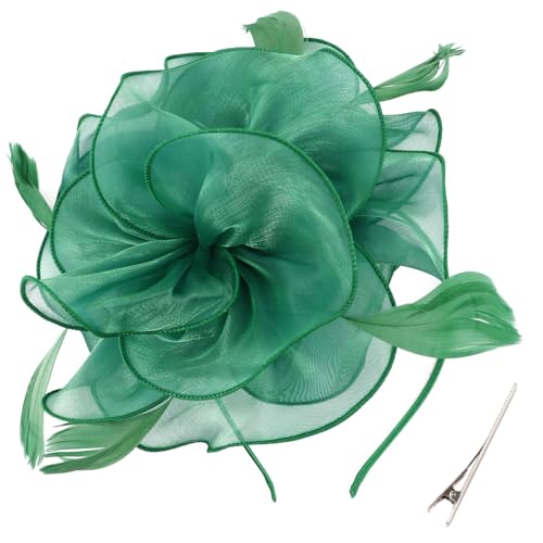 Image of DRESHOW Fascinators Hat Tea Party Headwear Ribbons Feathers on a Headband and a Clip for Women