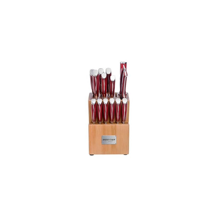 Ergo-Chef-Crimson-Series-Bamboo-Block-Knife-Set-Forged-High-Carbon-X50CrMoV15-German-Stainless-Steel-Full-Tang-Durable-G10-Handles-15pc-Block-Set Ergo Chef Crimson Series Bamboo Block Knife Set Forged High Carbon X50CrMoV15 German Stainless-Steel, Full Tang, Durable G10 Handles (15pc. Block Set)