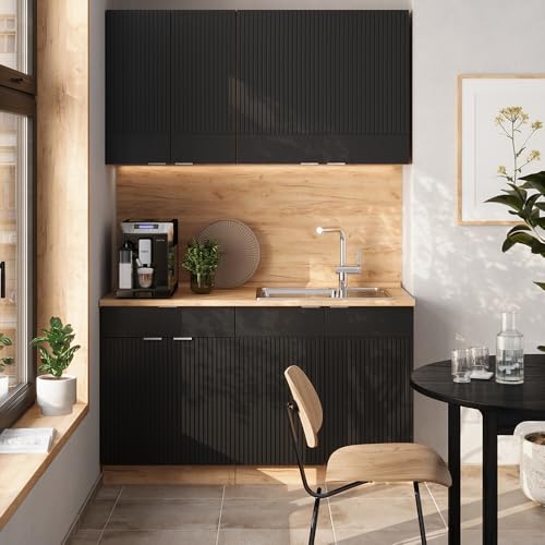 Vicco Cucina Completa Rovere Nero Rigato/Oro 140 Cm , Pl Rovere - 2