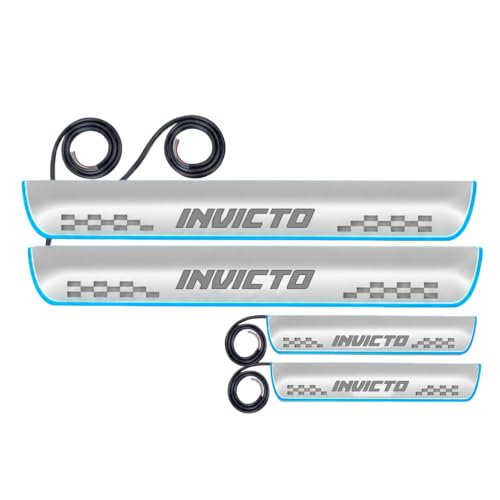 Image of Fabtec Car Door Foot Step Sill Plate with Mirror Finish LED Compatible with Maruti Suzuki Invicto (Set of 4pc, Blue)(6 Month Warranty)