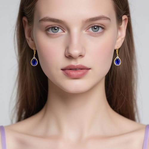 Teardrop Dangle Earrings 925 Sterling Silver Earrings Post Leverback Birthstone Earrings Holiday Birthday Jewelry Gifts for Women2