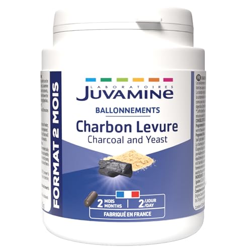 JUVAMINE Carbone, Lievito di Birra, Digestione, gas, gonfiore, 2 mesi