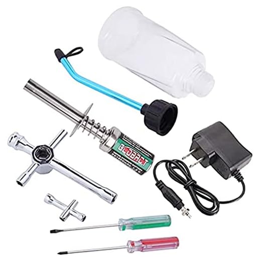 Globact RC Nitro Starter Glow Plug Igniter Charger Tools Fuel Bottle Combo for Redcat HSP Nitro Powered 1/8 1/10 RC Car