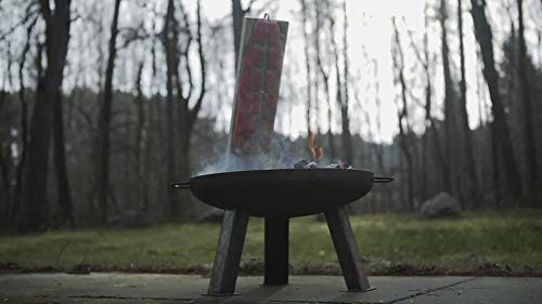 Axtschlag Premium Flammlachsbrett Kirschholz extrastark, 10-Fach verstellbare Halterung aus Edelstahl für Feuerschale, Feuertonne, Feuerkorb, Smoker, Grill, Gastronomie
