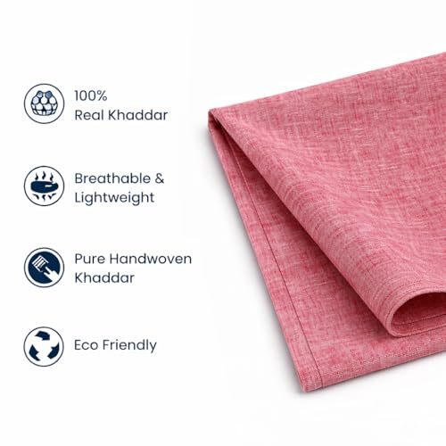 Image of Unstitched Cotton Fabric for Men and Women - Light Weight Trending Self Pattern Khadi Cotton Fabric Material (3 Meter, Light Pink)