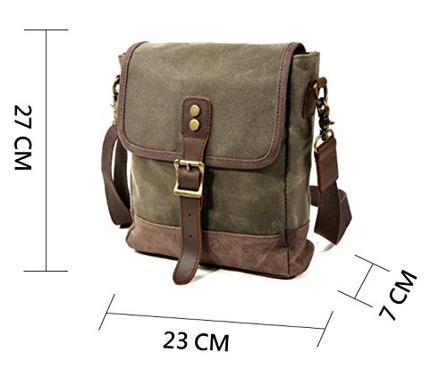 Bolso mensajero impermeable vintage de lona y cuero 10 pulgadas miniatura 2