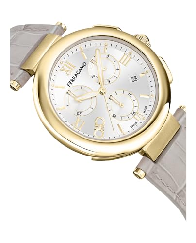 Legacy Collection Luxury Womens Watch Timepieces with a Beige Strap Featuring a Gold Case and a Silver Dial3