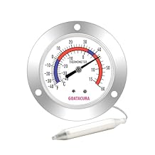 Vapor Capillary Refrigeration Thermometer, Stainless Steel Flanged Panel Mount, 2" Dial Size, 48" Capillary,40-60 Deg F/-40-15 Deg C