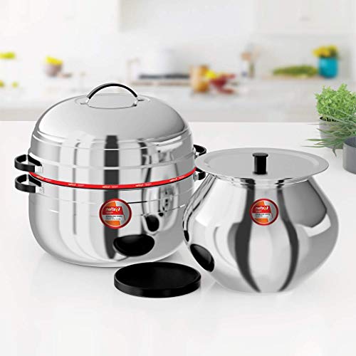 Image of Nolta Thermal Rice Cooker 1KG, ISO Certified, Premium Stainless Steel Choodarapetty with Induction based SS Pot and Rubber Gasket (Silver)