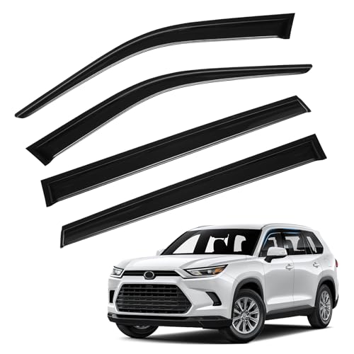 Image of Highlander Rain Guards - Window Visors for Toyota Highlander 2020-2024, Out-Channel Side Window Rain Guards for Highlander, 4PCS, Black, Car Accessories