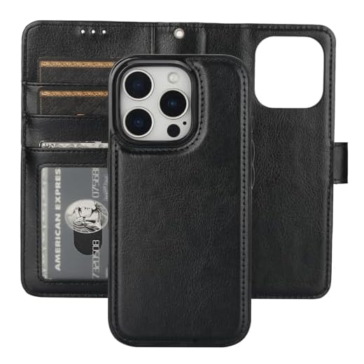 Bocasal Detachable Wallet Case for iPhone 16 Pro RFID Blocking Card Slots Holder Premium PU Leather Magnetic Kickstand Shockproof Wrist Strap Removable Flip Protective Cover 5G 6.3 inch (Black)