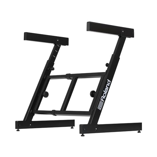 Soporte para teclado Roland KS-11Z | Soporte en Z de alto rendimiento con amplio rango de ajuste para pianos de escenario de 88 teclas y otros teclados | Brazos acolchados plegables