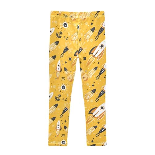KLL Cartoon Space Pattern Rockets Toddler Girls' Leggings Fashion High Waisted Workout Pants Exercise2