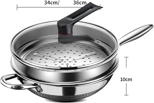 Wok de acero inoxidable con tapa y rejilla vaporera 36 cm miniatura 5