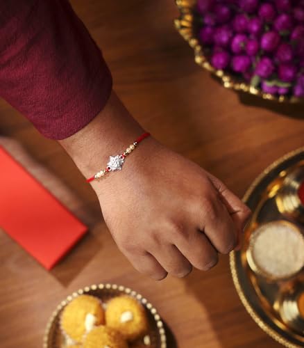 Image of Gargi by P.N. Gadgil and Sons 925 Silver | Om Rakhi | Gifts for Men and Boys | Rakshabandhan Rakhi for Brother | Rakhi for Boys & Men With Certificate of Authenticity