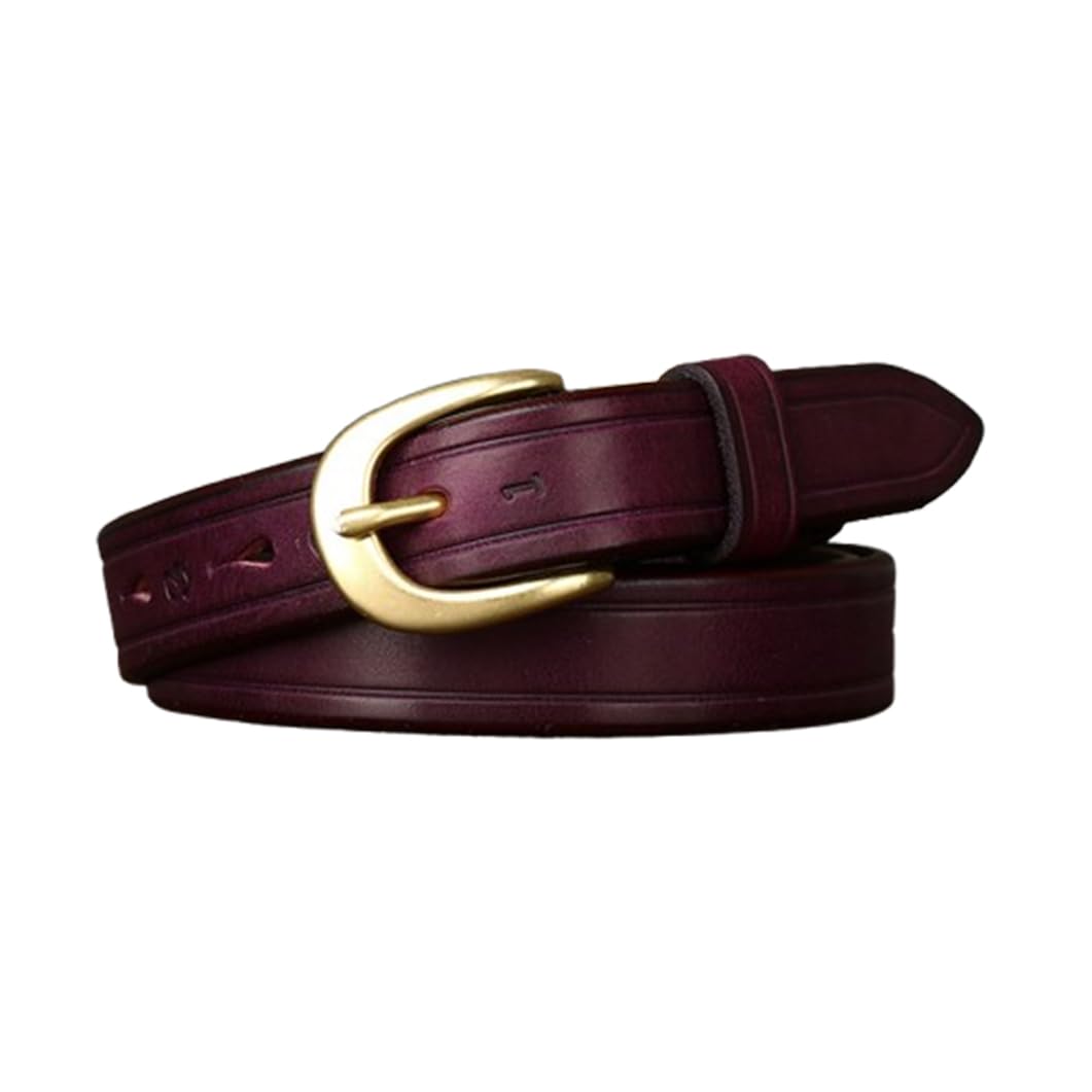 Cinturón Fino De Cuero para Mujer Correa De 2,4 Cm De Ancho Número Grabado para Vestidos Y Pantalones Vaqueros Cinturones con Hebilla Dorada(110cm/43, Purple)