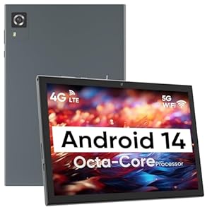 Android 14 Tablet 10.1 Inch, 4G Mobiele Tablet, Octa-Core, 128GB Opslag + 8(4+4) GB RAM / 1TB Uitbreidbaar, 5G WiFi, 6000mAh Batterij, Bluetooth 5.0, Telefoon Tablete met 4G LTE, grijs
